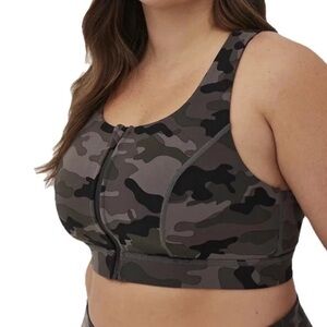 Torrid Size 2 (2X) Happy Camper Zip Front Camo Sports Bra